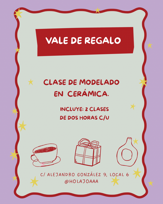 Vale de regalo 2 clases de  modelado en cerámica.